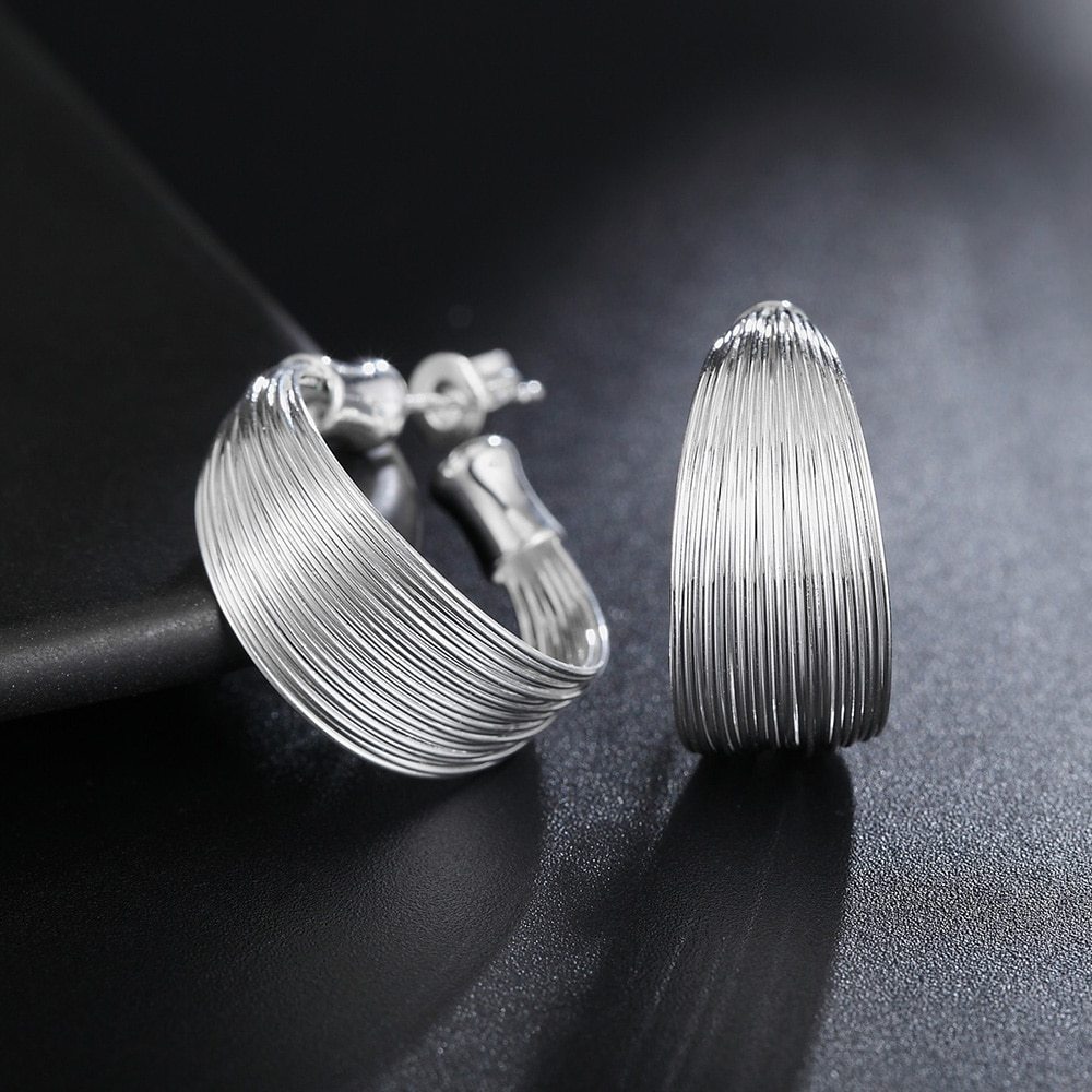 925 Stamp Silver color Earring for woman high quality Fashion Jewelry Retro line Ear hook earrings stud party gail Holiday Gifts