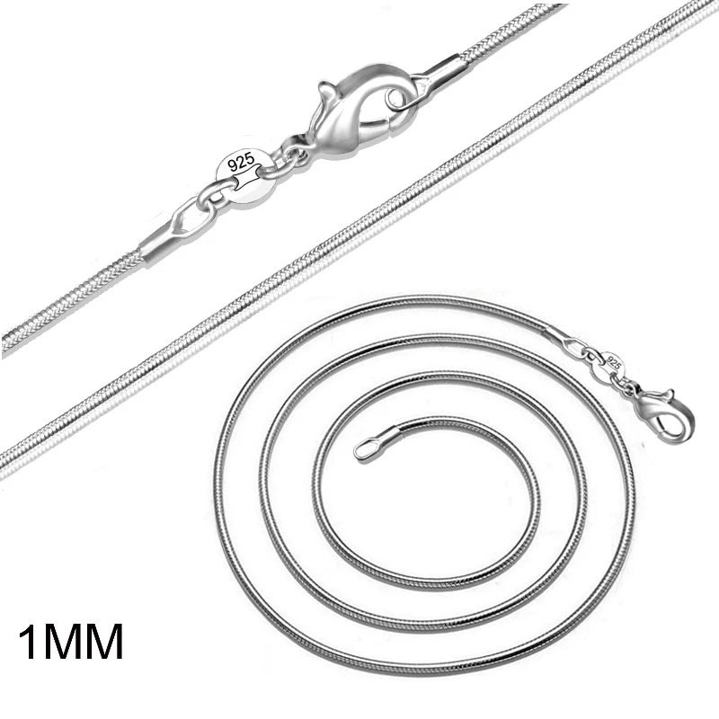 wholesale 10 PCS 925 Stamp Silver color 1MM snake chain necklace for women men 16-30 inches fine jewelry wedding fashion party