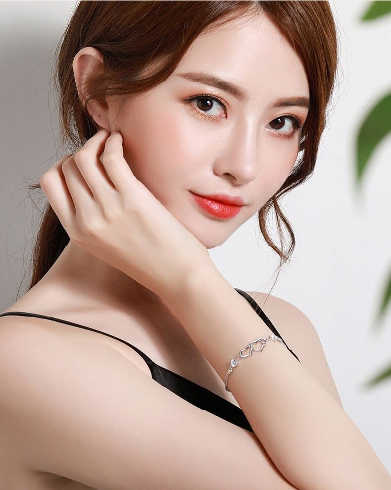 925 Stamp Silver color luxury Crystal romantic heart Bracelets for women fashion party Wedding Original designer Jewelry gifts