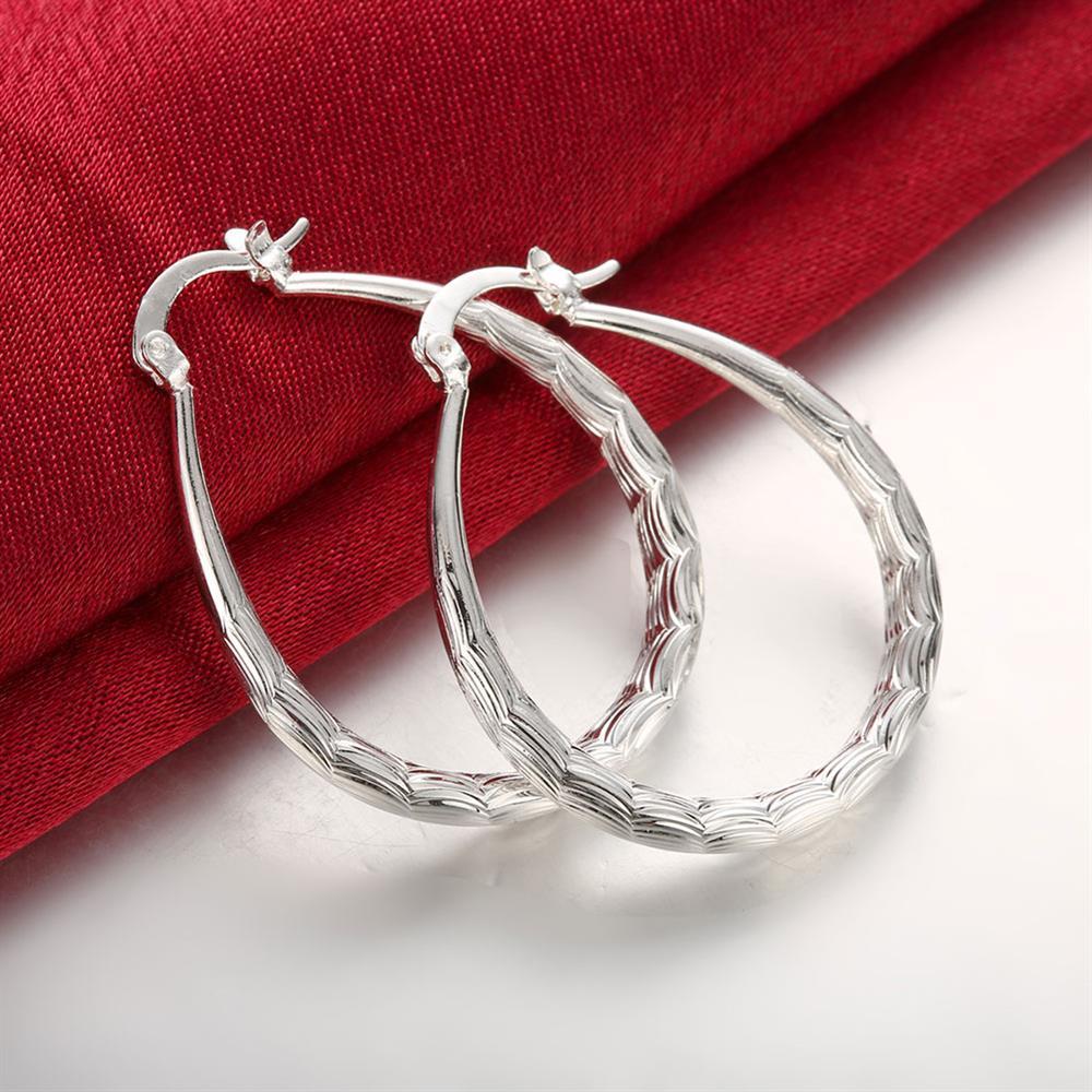 Special offer 925 Stamp Silver color hoop Earrings for Women 3CM Circle Oval fish pattern earrings elegant Jewelry Gifts