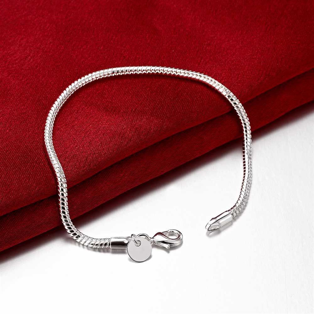Fine 925 Stamp Silver color 3MM Snake bone chain Bracelets necklace Jewelry sets for men women high quality fashion wedding Gift