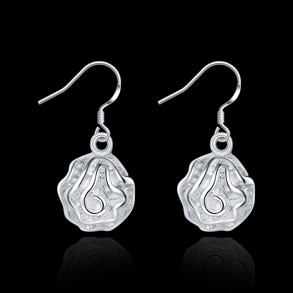 New 925 Stamp Silver color Earrings for Women Fashion Pretty Rose flower drop earring lady Valentine's Day Gifts classic Jewelry
