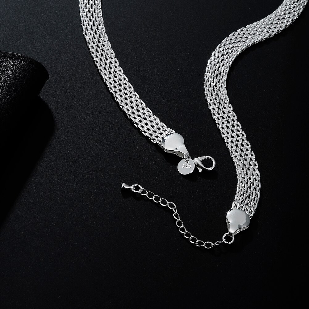 Fine Street fashion 925 Stamp Silver color Net chain necklaces for women jewelry Luxury designer party wedding engagement gifts