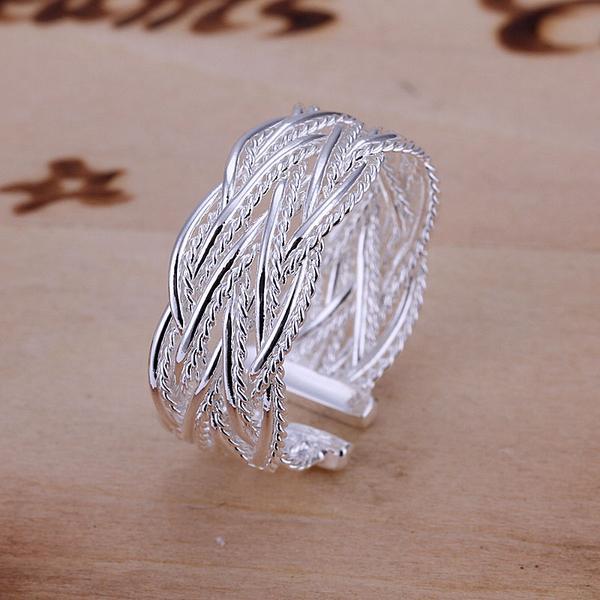Adjustable 925 Stamp Silver color Rings For Women Fashion Retro Wedding Engagement Party Gifts charm lady high quality Jewelry