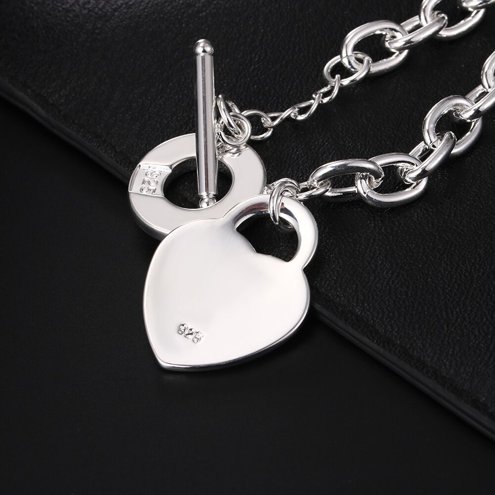 Factory direct fashion 925 Stamp Silver color Bracelet for woman exquisite heart Pendant chain fine jewelry Wedding party gift