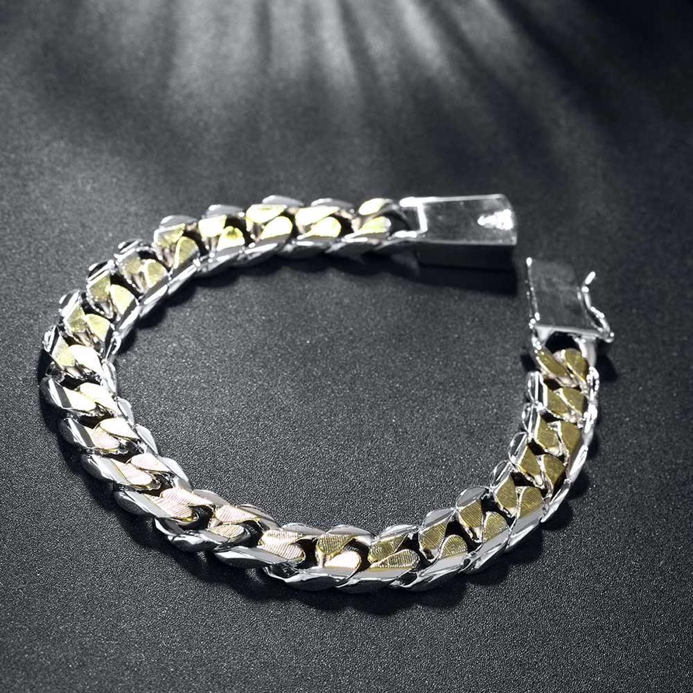 925 Stamp Silver color Bracelet for woman man classic Square buckle gold chain Wedding party Christmas Gifts fashion Jewelry