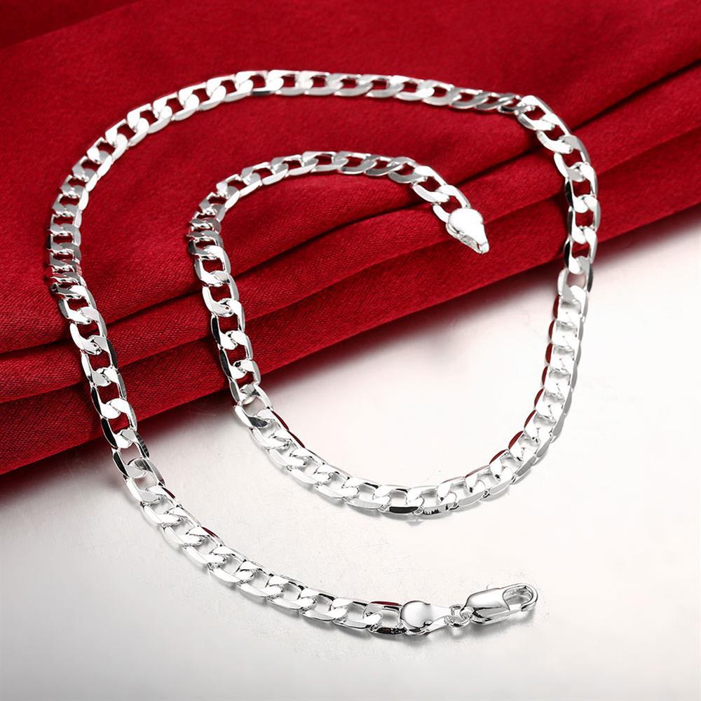 925 Stamp Silver color Original designer 6MM geometry Chain Bracelets necklaces for women man Fashion party wedding jewelry sets
