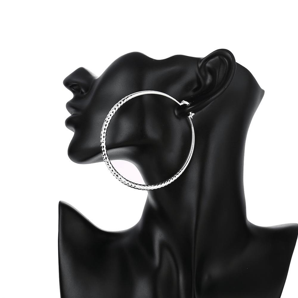 Hot charm 925 Stamp Silver color Earrings for Women fashion Jewelry 7CM Big circle hoop earrings Street all-match jewelry Gifts