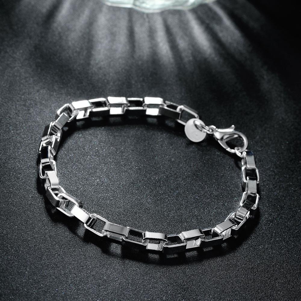 classic men 5MM long box Chain 925 Stamp Silver color Bracelets necklace Jewelry set for women 20 inch Fashion Party Gift