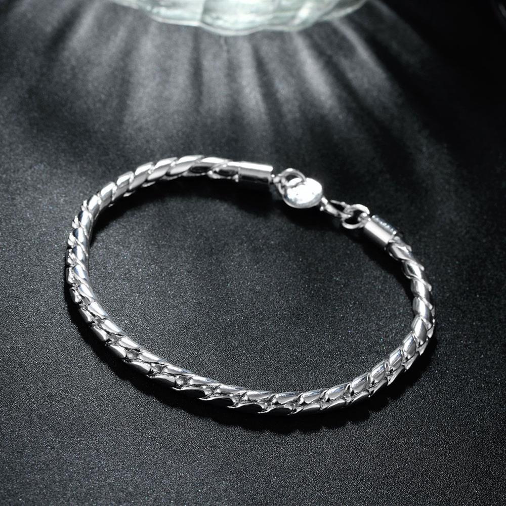 Special offer Fashion 925 Stamp Silver color Bracelet for men's woman 4MM Twisted rope chain fine jewelry Wedding party gifts
