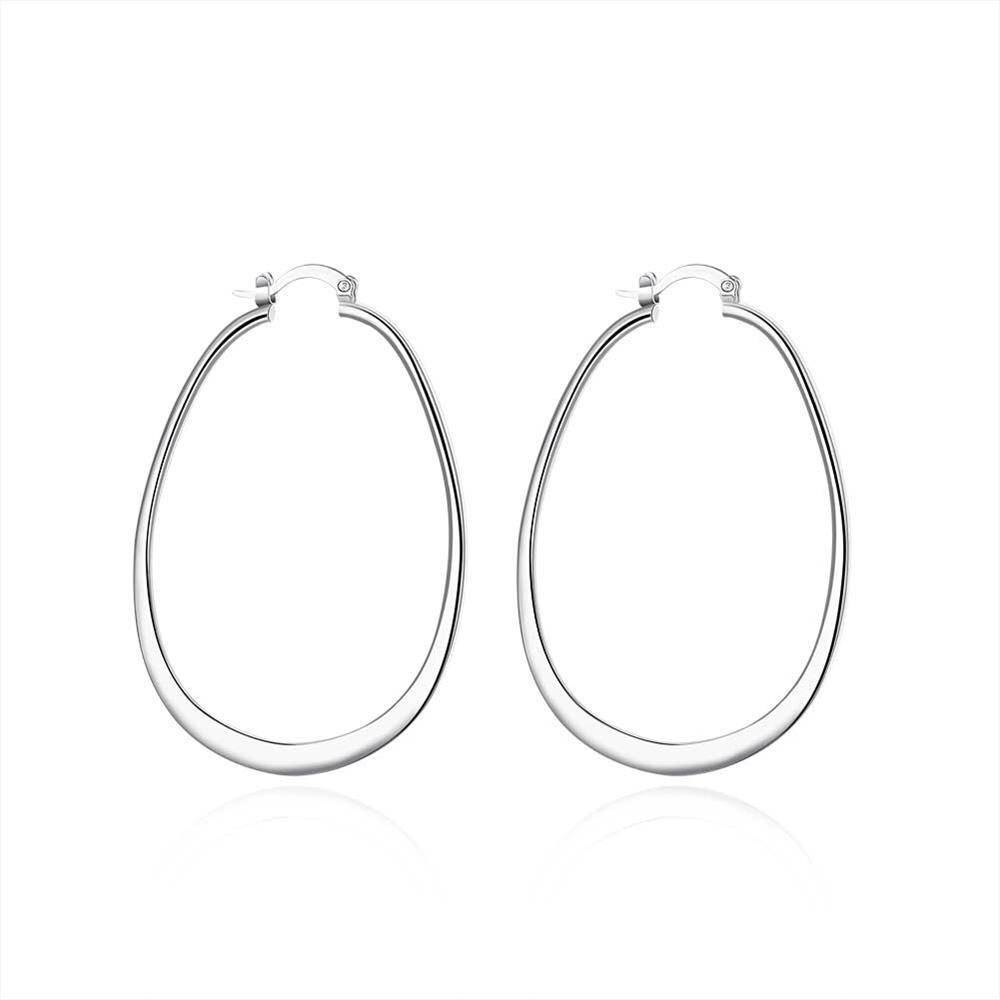 Hot new 925 Stamp Silver color Earring High Quality Fashion for Woman Jewelry flat geometry long Big earrings wedding Gift