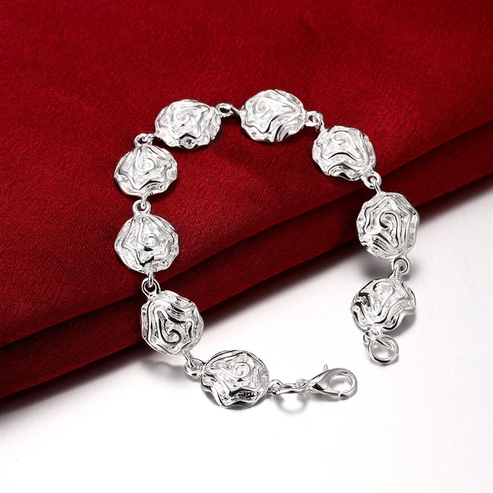 Women Fine Rose flower 925 Stamp Silver color rings necklace bracelet earrings Jewelry set fashion Party wedding Christmas gifts