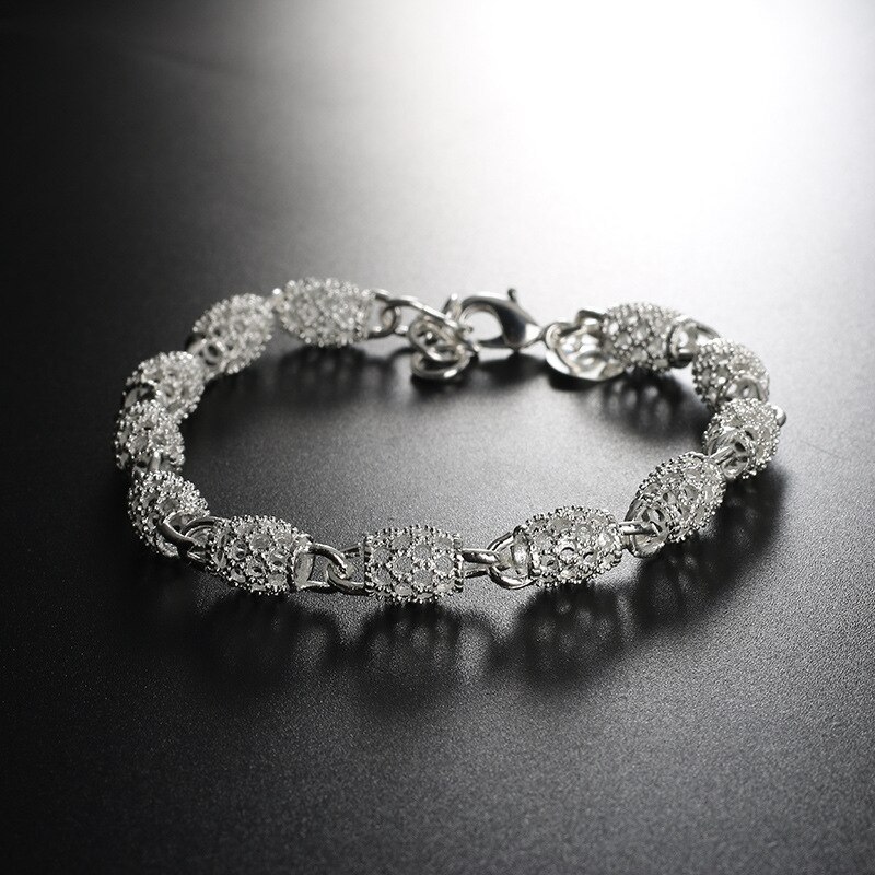 Special offer 925 Stamp Silver color Bracelet for Women Frosted hollow ball Chain Fashion fine Jewelry Wedding Party Gift
