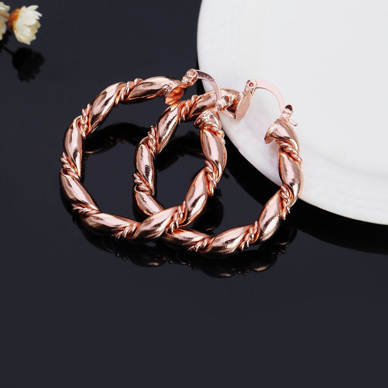 925 Stamp Silver color Rope Round 4cm earrings for women high quality 18K gold plated earrings Fashion Jewelry Wedding party
