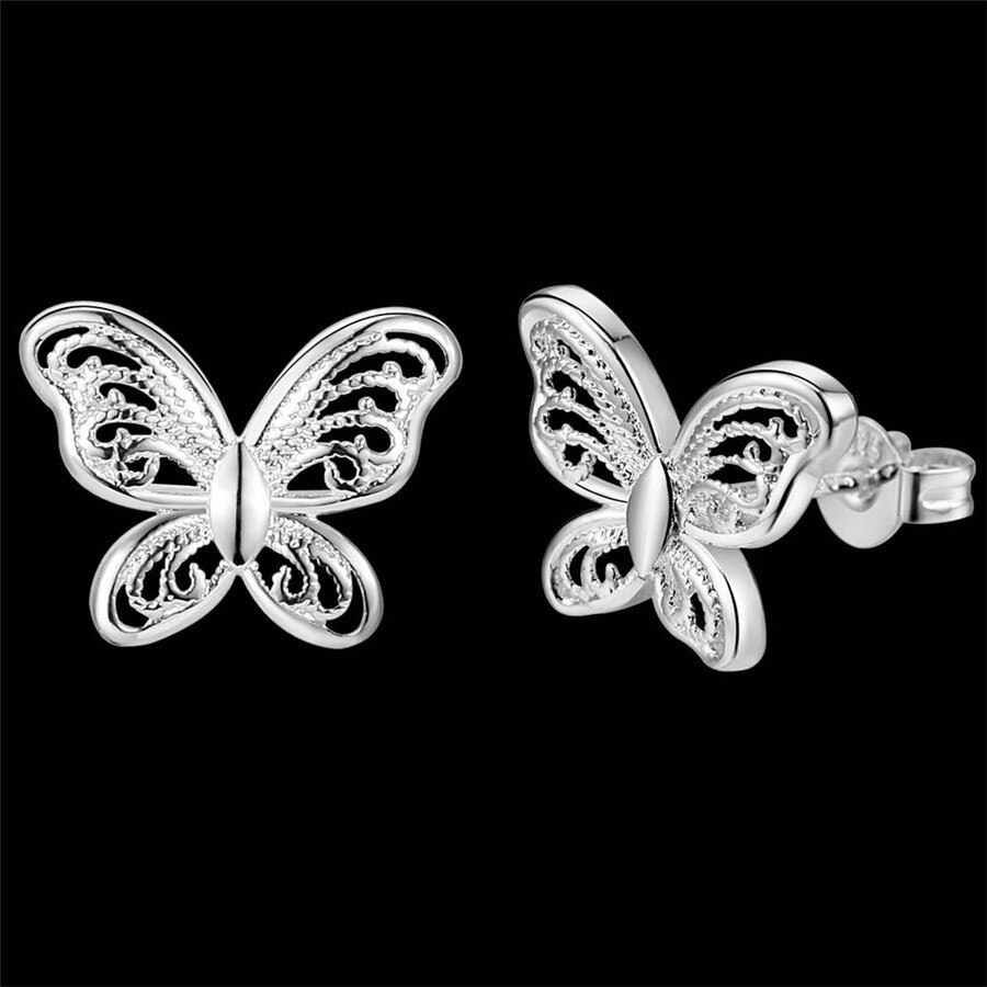 Special offer 925 Silver color Earrings for Women party Jewelry elegant butterfly Ear studs Earrings Christmas Gifts