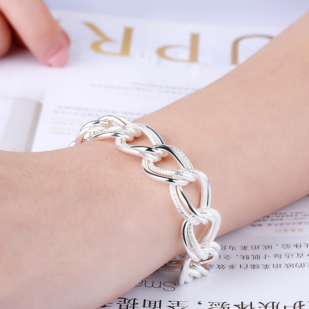 Charms 925 Stamp Silver color Double twist chain Bracelets For Women fashion luxury designer party Wedding Jewelry gifts