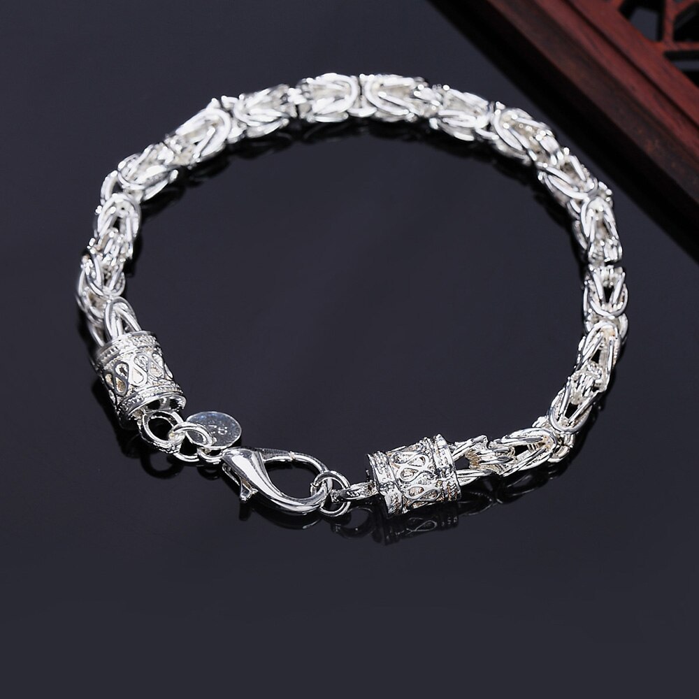 Hot charm 925 Stamp Silver color Bracelet for woman man 8 inches chain Wedding party Christmas Gifts fashion Jewelry