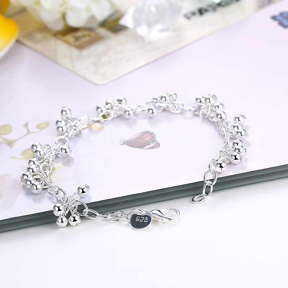 New charm 925 Stamp Silver color Bracelet for woman grape beads chain Wedding party Christmas Gifts fashion Jewelry