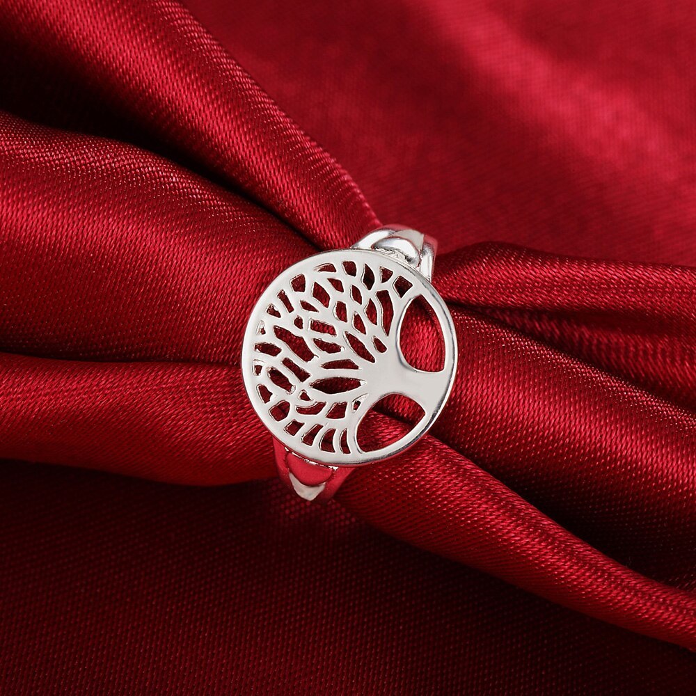 Charm Solid 925 Stamp Silver color Rings For Women men fine small tree size 6/7/8/9 elegant Fashion Party Gifts wedding Jewelry