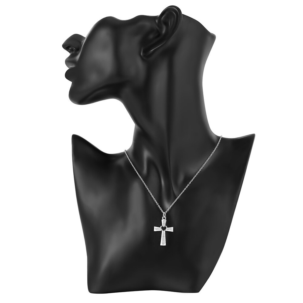 Hot fashion 925 Stamp Silver color Necklace For Women luxury Wedding Jewelry Wild crystal cross pendant chain neckalce gift
