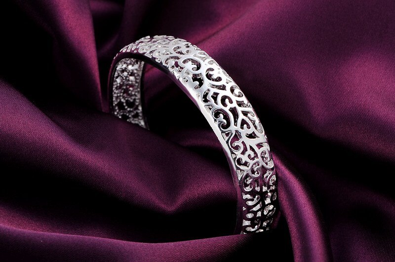 Fine 925 Stamp Silver color Hollow pattern bangles Bracelets for Women adjustable Fashion luxury Jewelry wedding Party lady Gift