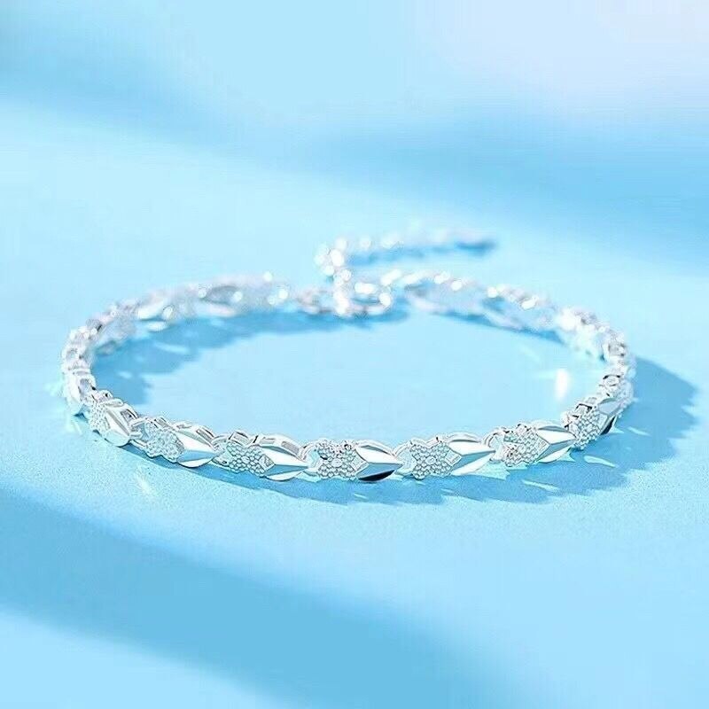 Hot Charms Lucky Clover Heart 925 Stamp Silver color Bracelets For women fashion party wedding Jewelry high quality Holiday gift