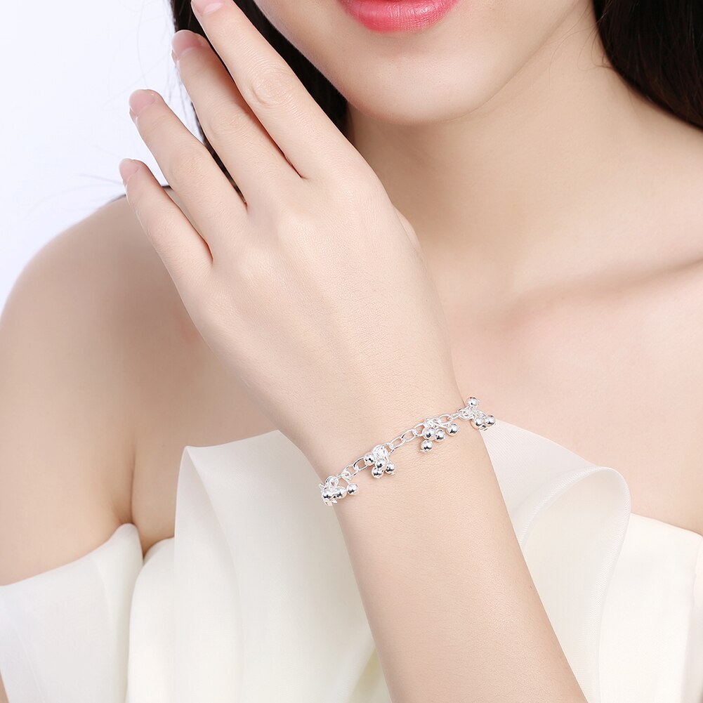 New charm 925 Stamp Silver color Bracelet for woman grape beads chain Wedding party Christmas Gifts fashion Jewelry