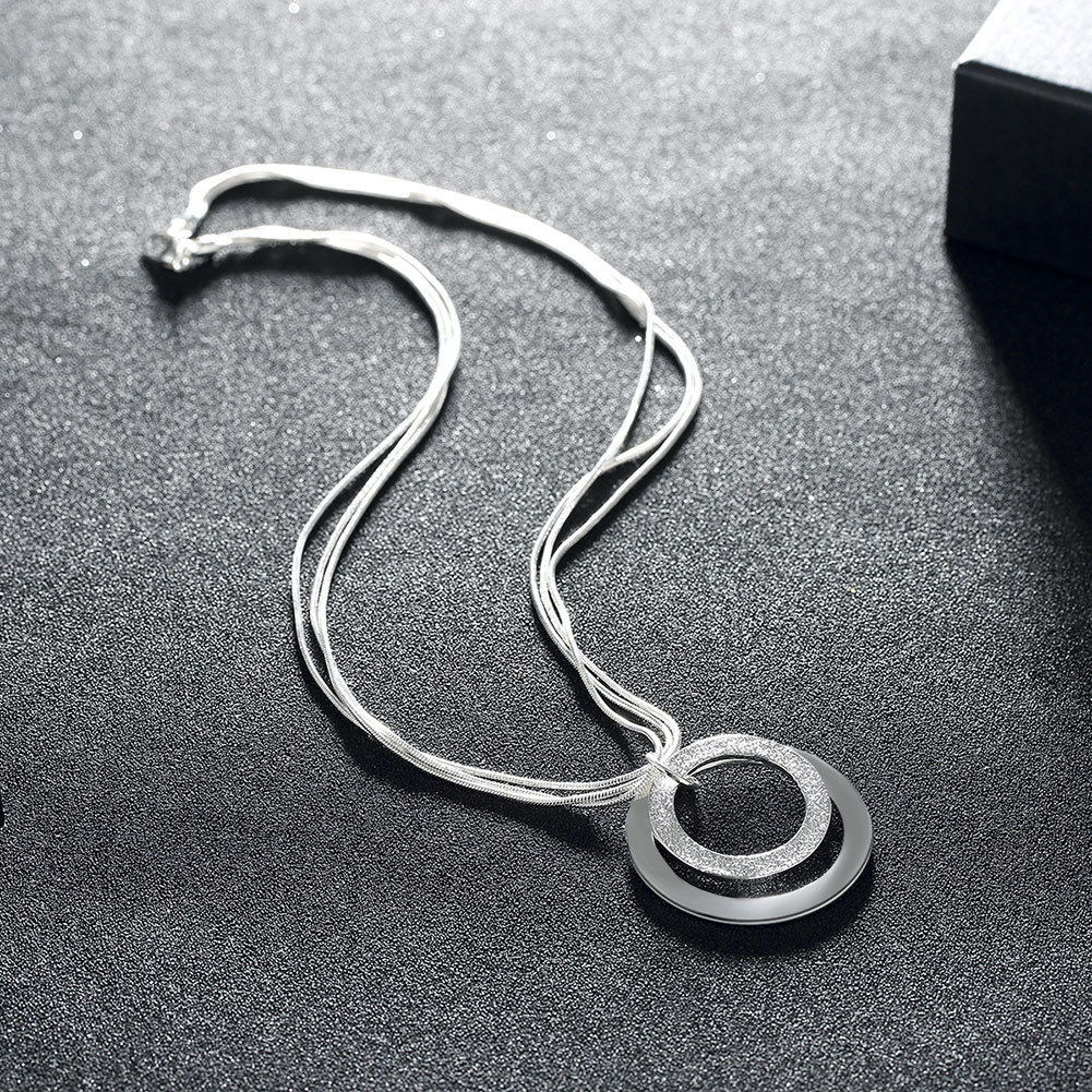 Charm 925 Stamp Silver color necklaces for Women Classic fashion Jewelry 18 Inches Chain circle pendant Party Christmas Gifts