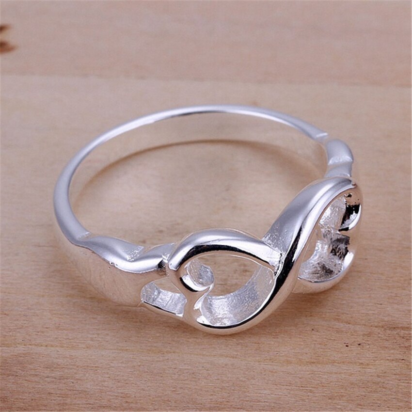 Hot Fine 925 Stamp Silver color Rings For women charms 8-shaped heart size 7 8 9 Fashion party wedding Christmas Gifts Jewelry