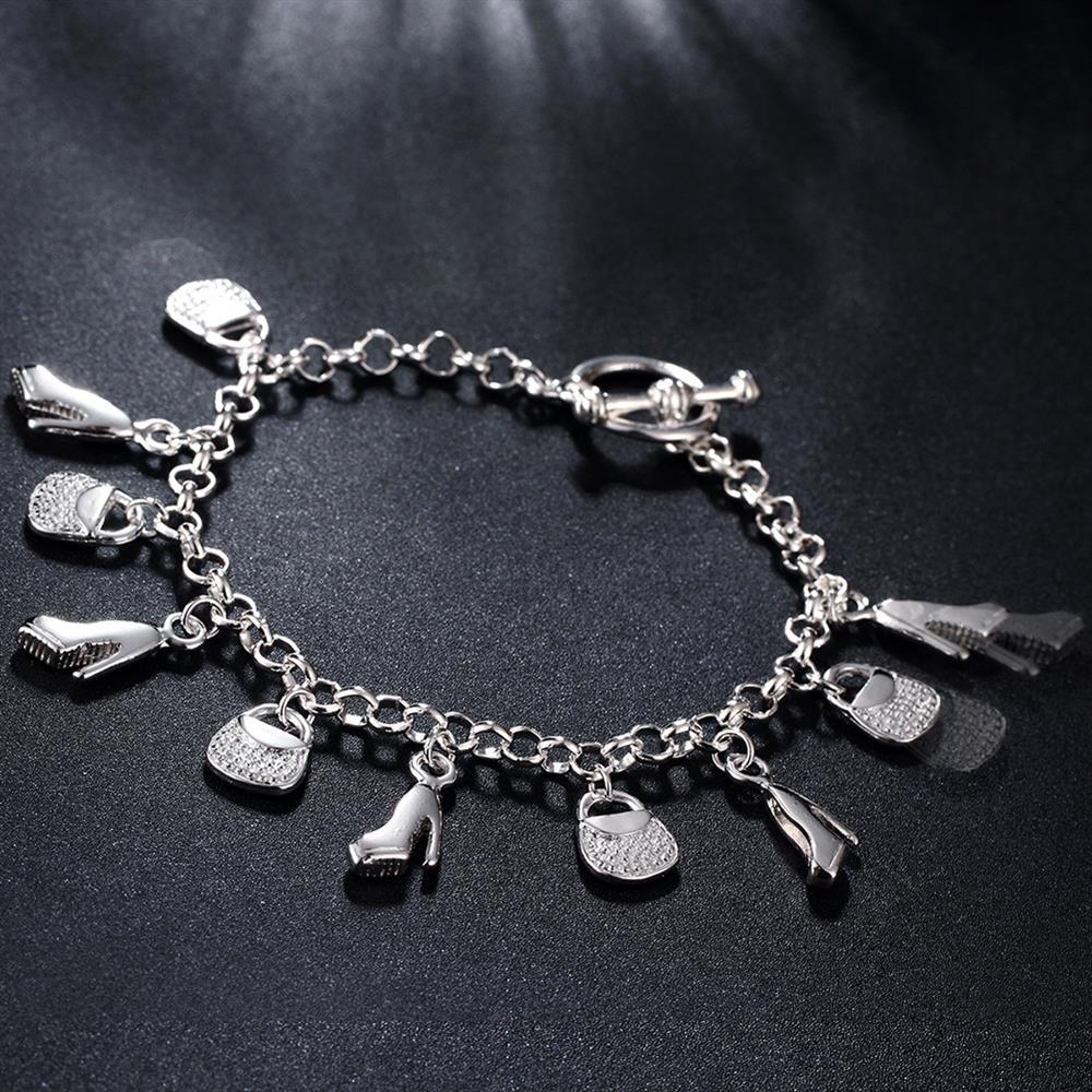 Hot charm 925 Stamp Silver color Bracelet for woman man Shoes and bags chain wild Wedding party Christmas Gifts fashion Jewelry