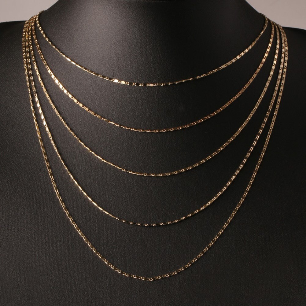 Factory direct New 18K gold Necklaces 16/18/20/22/24 Inches Beautifully 2MM flat Clavicle chains for Men Women Jewelrys Gifts