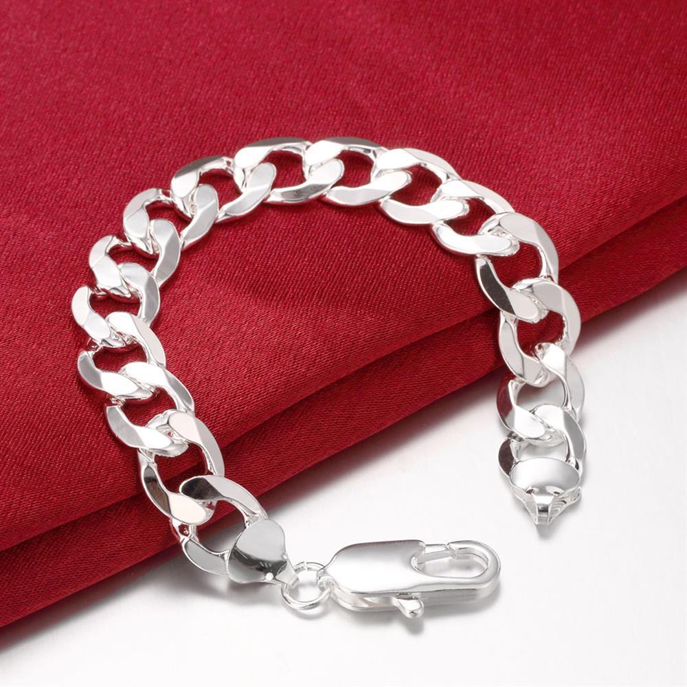 Big men 12MM Chain 925 Stamp & Silver color Bracelets necklace Jewelry set 18-30 inches Charm Fine Fashion Party wedding gift