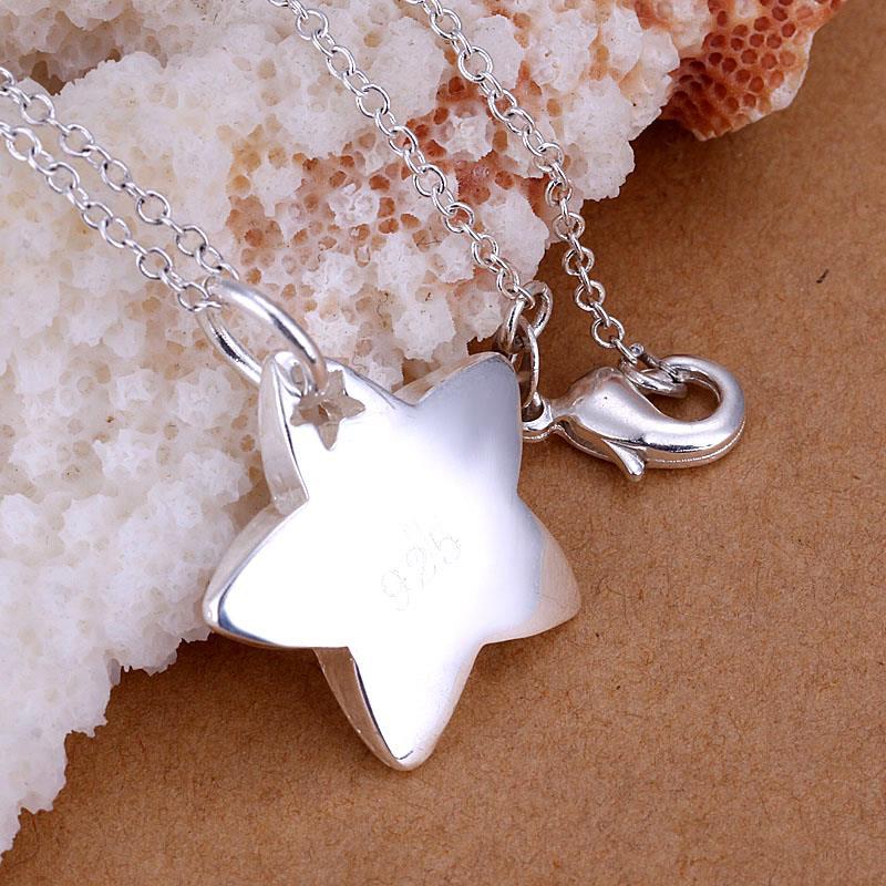 New Popular brands 925 Stamp Silver color Pretty star pendant Necklace For Women fashion Wedding party designer Jewelry gifts