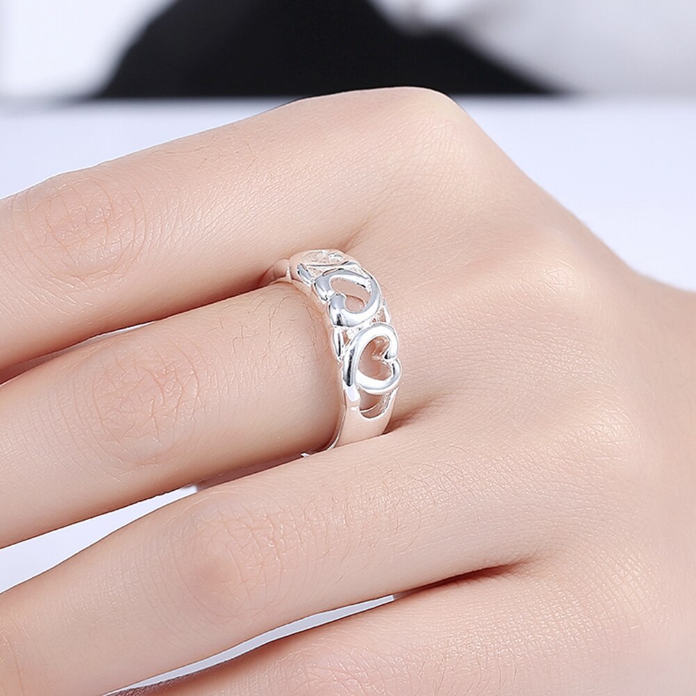 Factory direct Silver Jewelry heart Rings for Women Men Size 7 8 9 Fashion Wedding Jewelry Holiday gifts