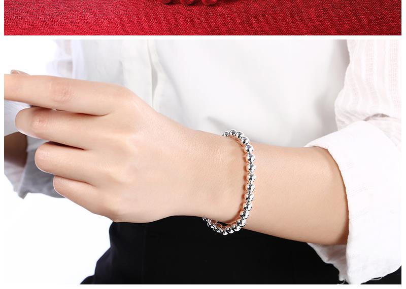 Hot sale fashion 925 Stamp Silver color Bracelet for woman man classic 6mm bead chain Wedding party Christmas Gifts Jewelry