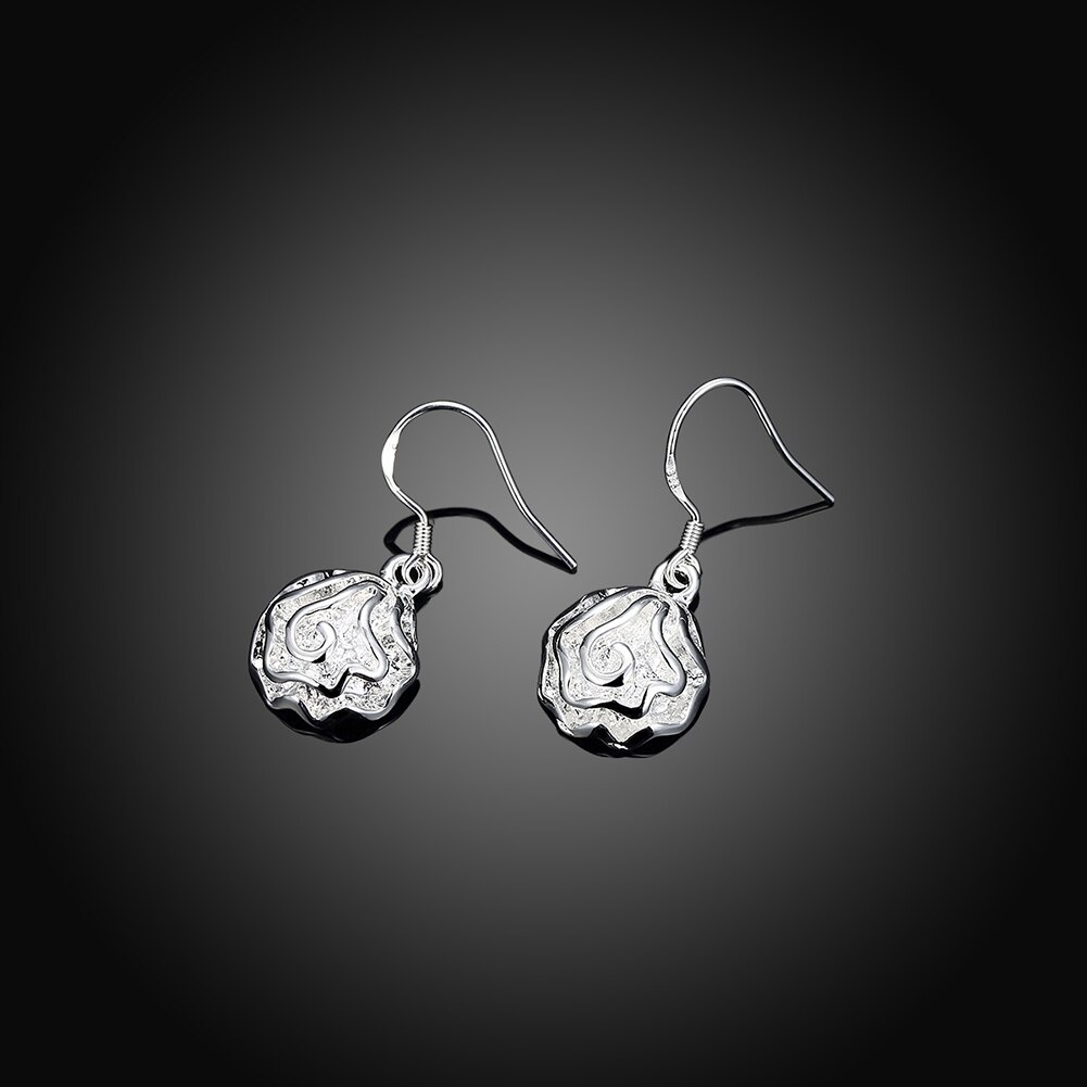 New 925 Stamp Silver color Earrings for Women Fashion Pretty Rose flower drop earring lady Valentine's Day Gifts classic Jewelry