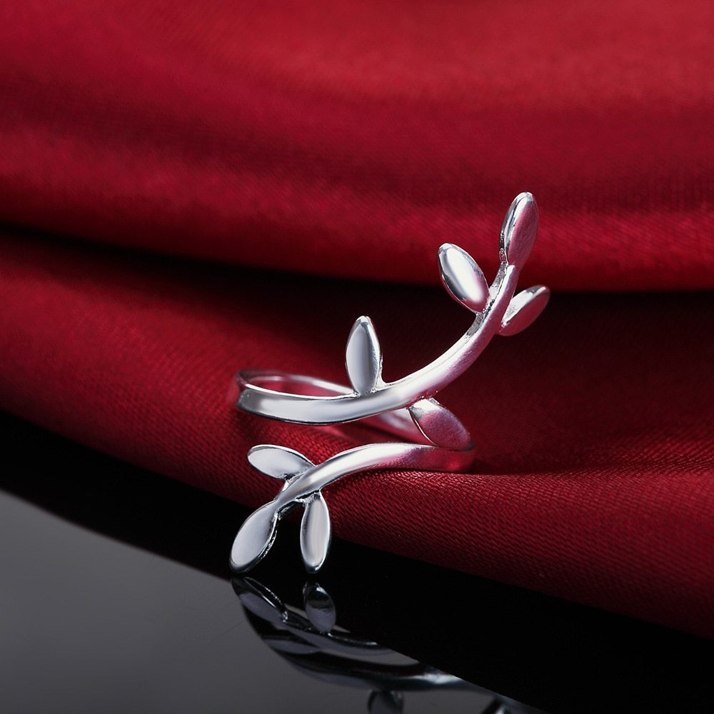 925 Stamp Silver color Rings for woman lady adjustable Plant vines Fashion Wedding Party Gifts Charm Jewelry resizable rings