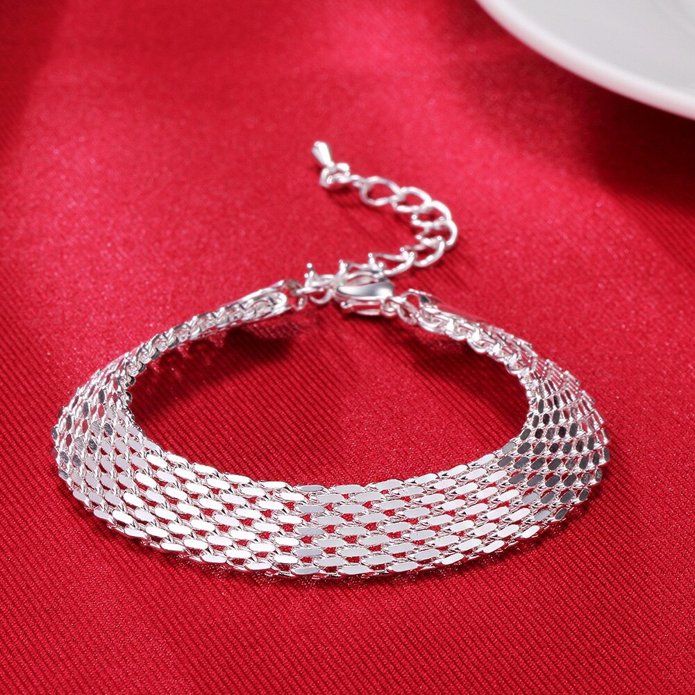 Factory direct fashion 925 Stamp Silver color Bracelet for woman elegant Creative strap chain Luxury jewelry Wedding party gift