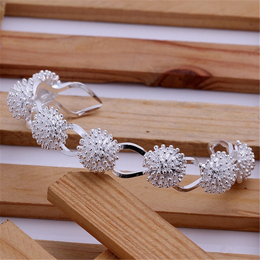Factory Direct 925 Stamp Silver color Fireworks bangle Bracelets for Women adjustable fine Jewelry Fashion wedding Party Gifts