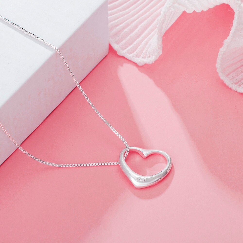 Hot 925 Stamped Silver charm heart Pendant box chain Necklaces For Women fashion party wedding engagement Jewelry holiday gifts