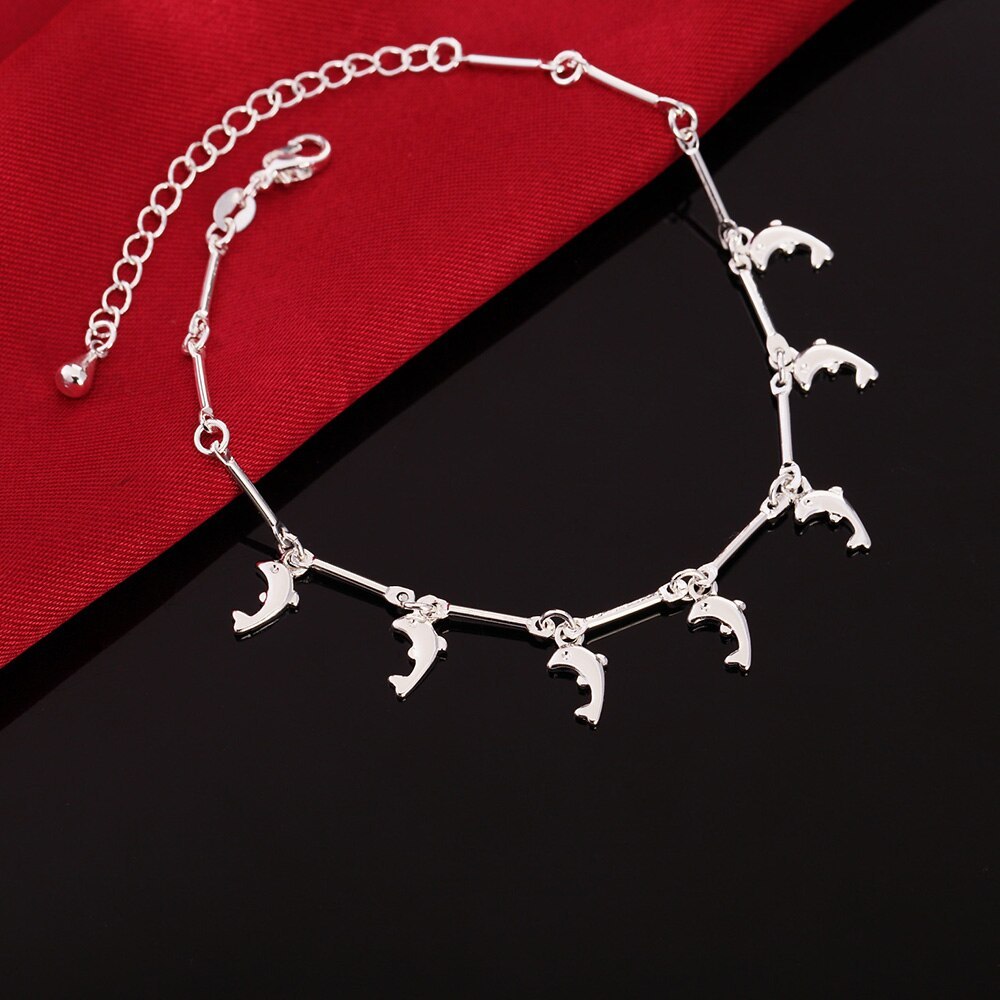 Charm 925 Stamp Silver color Bracelets for Women elegant romantic dolphin Chain Fashion Wedding Party Christmas Gifts Jewelry