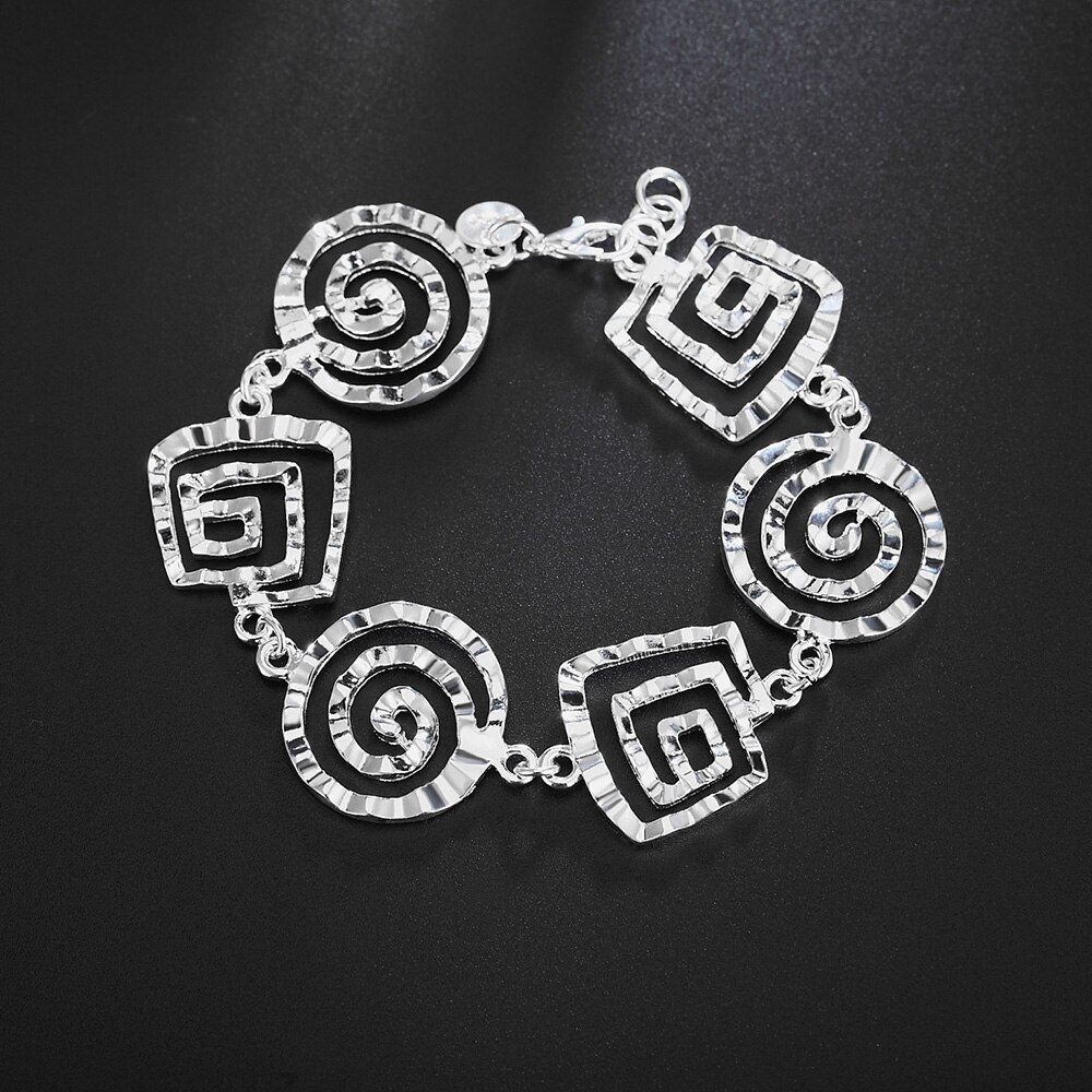 Factory direct fashion 925 Stamp Silver color Bracelet for woman Retro round pattern chain trend jewelry Wedding party lady gift