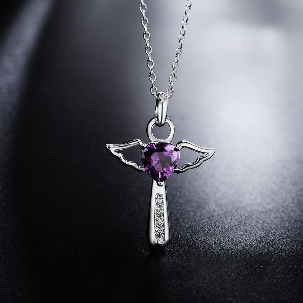 New 925 Stamp Silver color angel crystal cross pendants Necklace For Women luxury party Wedding Jewelry Valentine's Day gifts