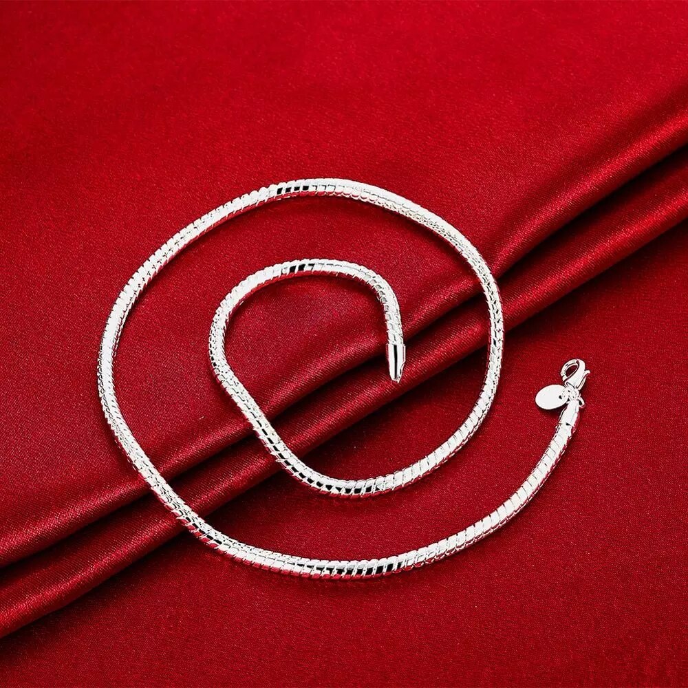 Hot classic 3MM Snake bone chain 925 Stamp Silver color bracelets neckalce Jewelry sets for women man Fashion Party wedding Gift