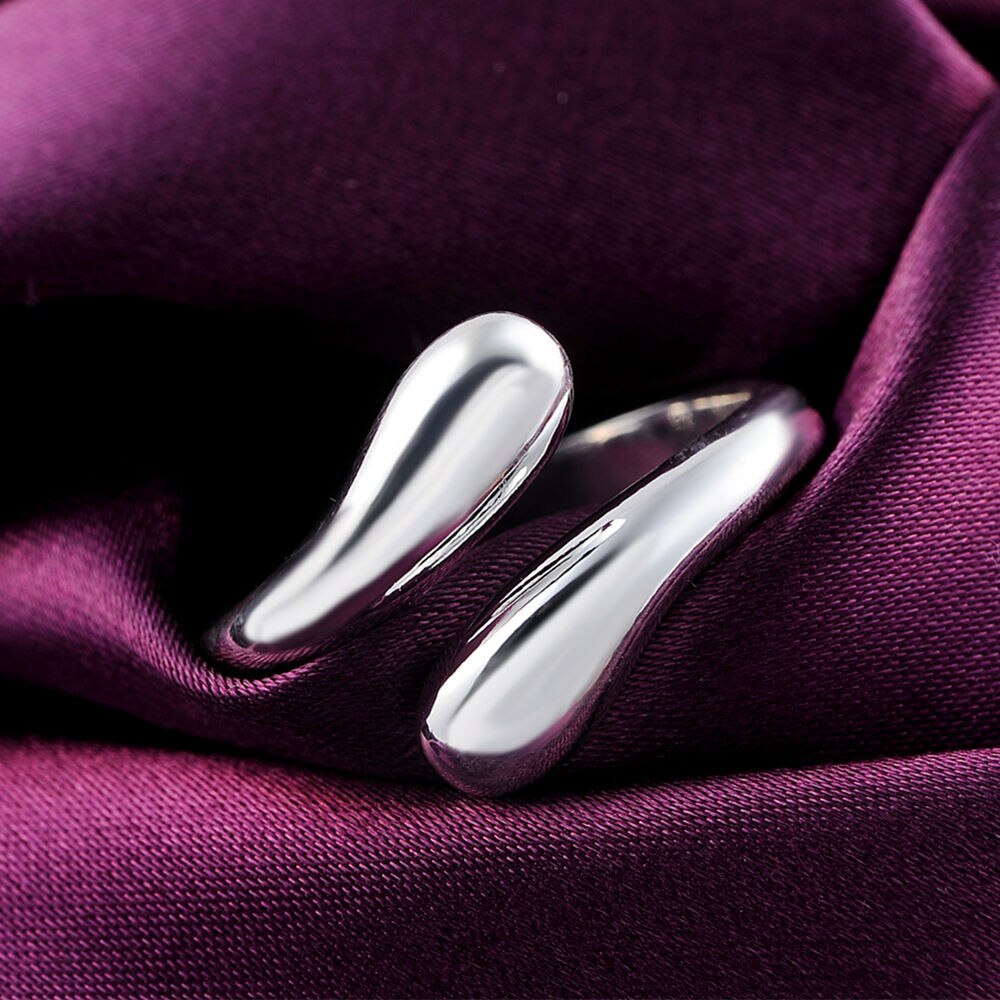 High quality 925 Stamp Silver color Water droplets Rings For Women adjustable Fashion Wedding Party Holiday gift Charm Jewelry