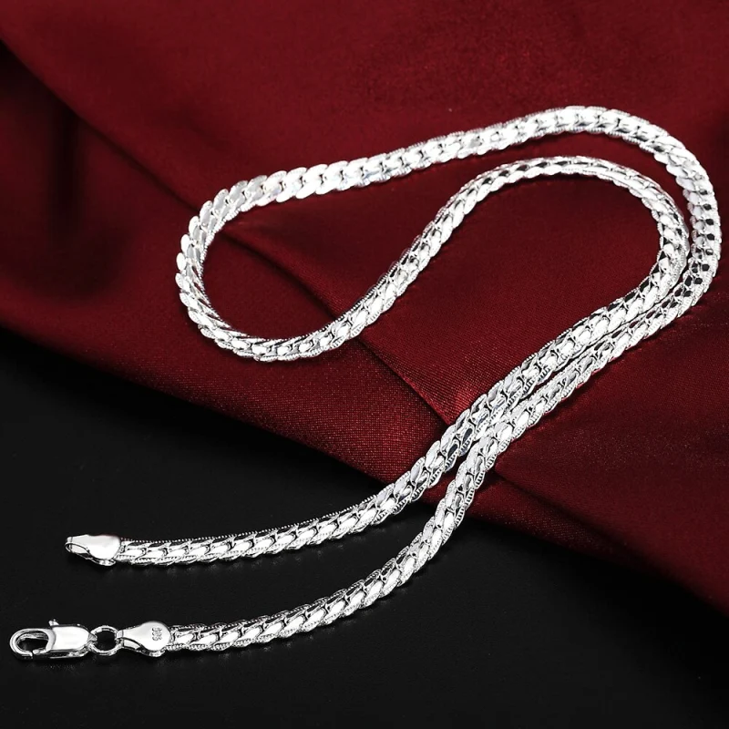 Fine 925 Stamp Silver color 6MM full chain Necklace Bracelet Fashion Jewelry For Women Men Sets Wedding party 45/50/55/60CM