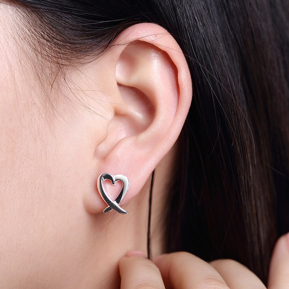 Factory direct charm 925 Stamp Silver color Earring for women Fashion Creative heart Earrings stud Birthday Gifts classicJewelry