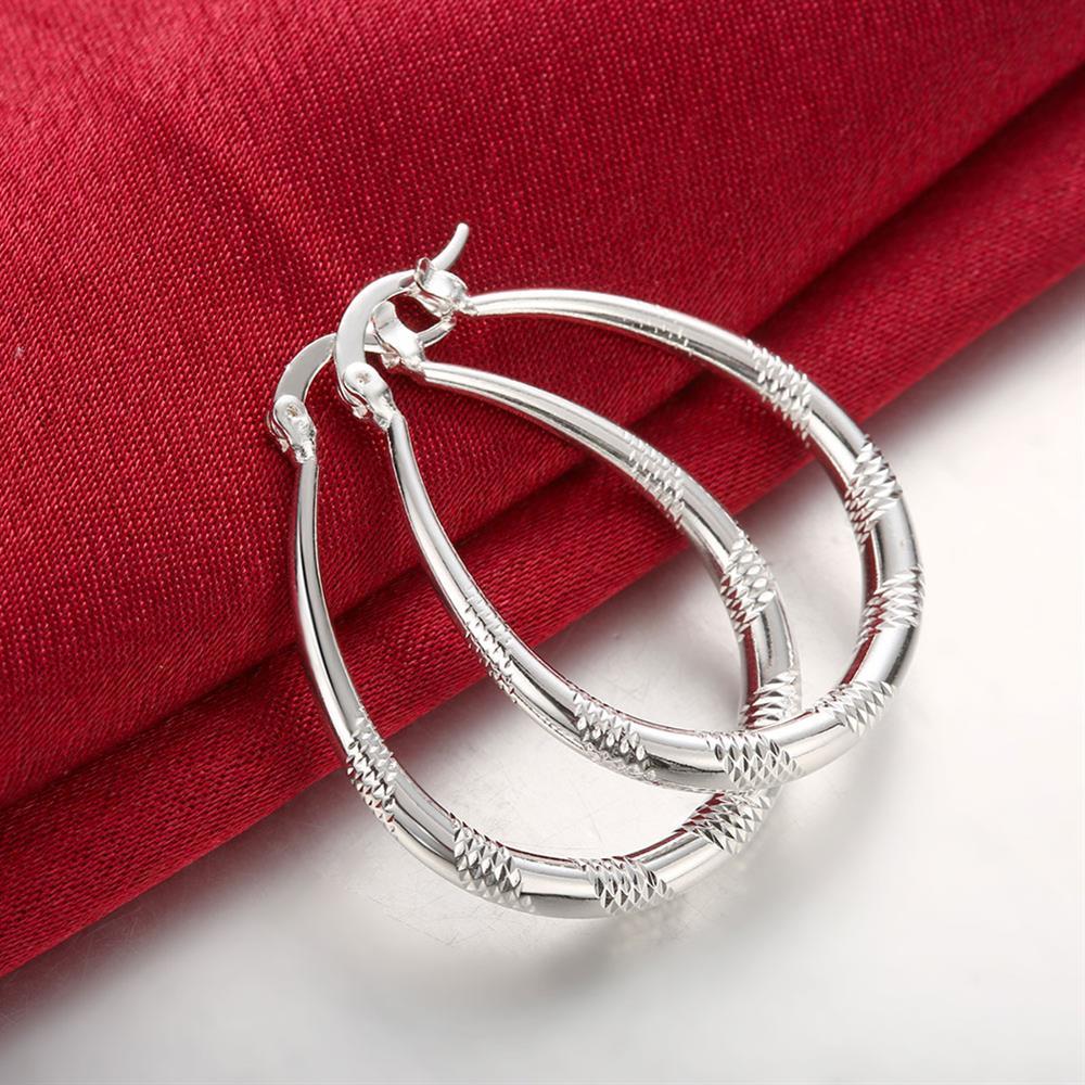 Factory direct High Quality 925 Stamp Silver color Earrings for Women Jewelry 3CM Circle hoop Earrings lady party Christmas Gift