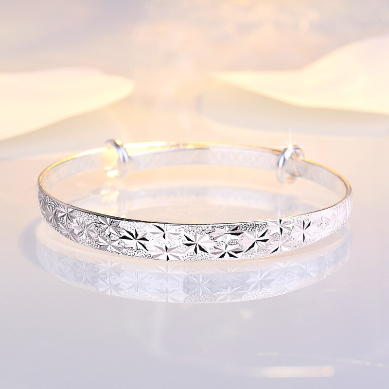 925 Stamp Silver color Original romantic Gypsophila star Bangles for women bracelets fashion party wedding accessories jewelry