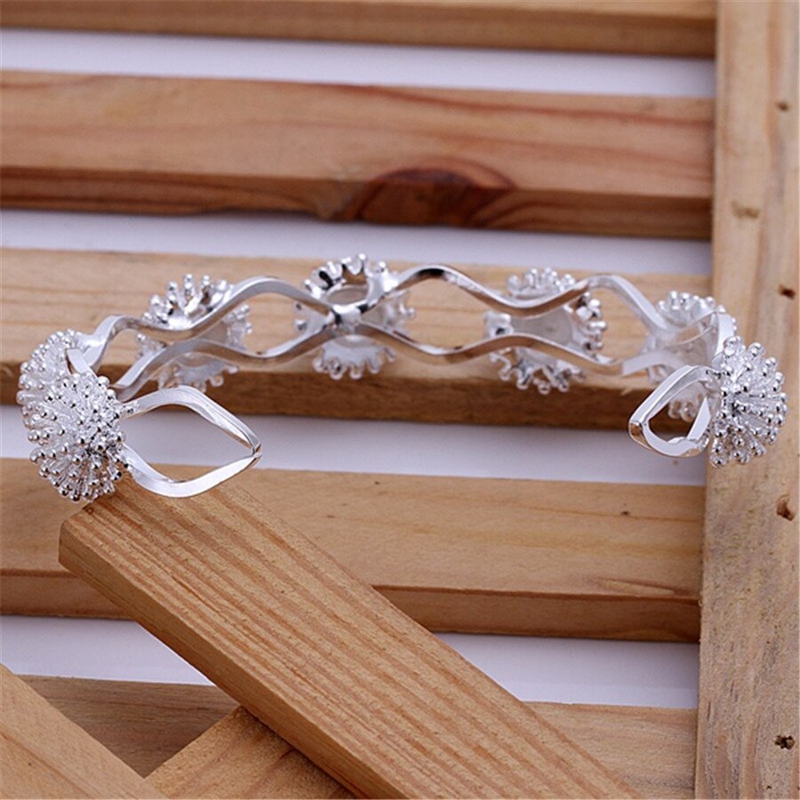 Factory Direct 925 Stamp Silver color Fireworks bangle Bracelets for Women adjustable fine Jewelry Fashion wedding Party Gifts